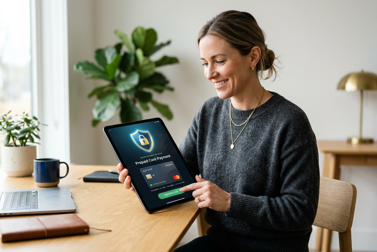 Secure digital payment transaction on a tablet.